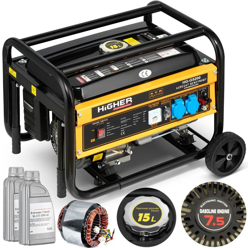 Agregat generator prądotwórczy HIGHER 4200W 7,5KM + 2 x olej 1 szt