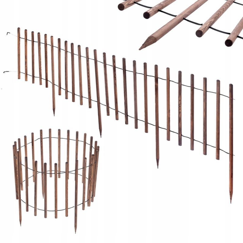 Palisada Ogrodowa KADAX 230 cm Obrzeże Płot Drewniany Trawnikowy Wbijany Brązowy 1szt.