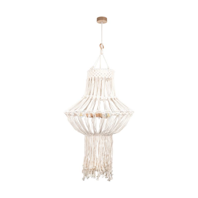 Drewniana Lampa Wisząca SPOT Light 3xE27 Max.15W LED Dąb Olejowany FSC, Kremowy Bawełniany Sznurek, 1 szt.