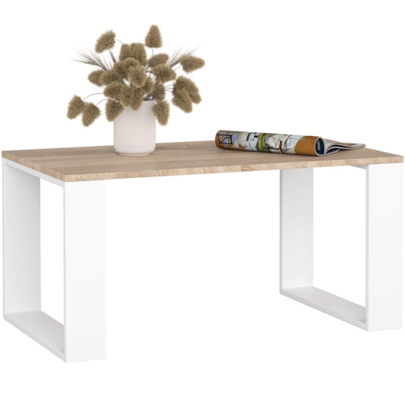 Stolik kawowy Akord Nox Dąb Sonoma 92 cm nogi kolor Biały 92x53x45 cm 1 szt.