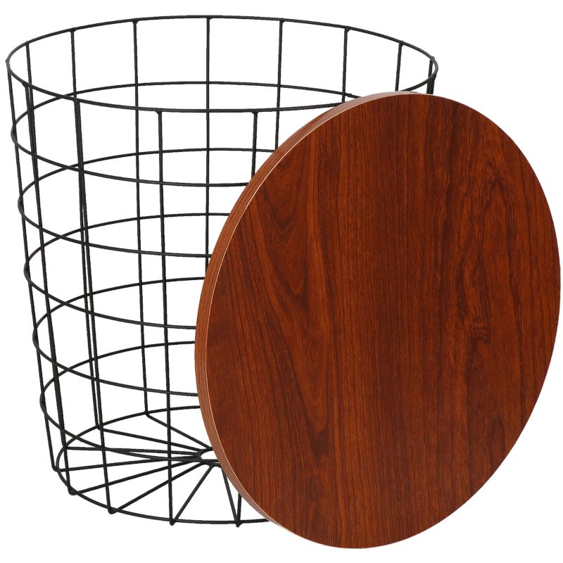 Stolik kawowy loft Springos 40 cm kosz metalowy vintage z tacą brązowo-czarny 1 szt.