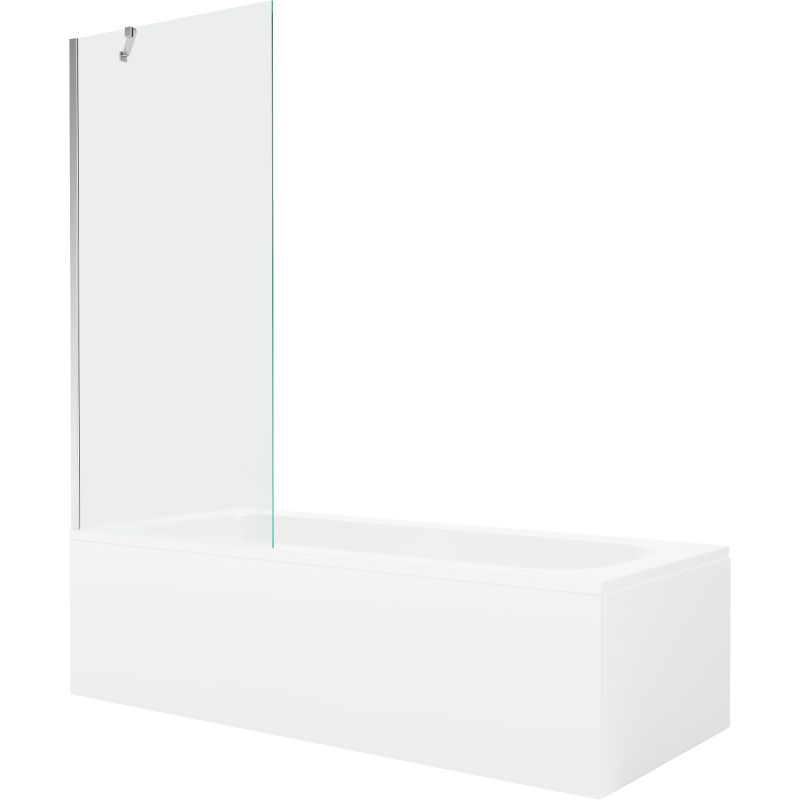 Wanna prostokątna Mexen Vega 150 x 70 cm z obudową i parawanem 1-skrzydłowym 80 cm transparent chrom 550115070X9508000001 1 szt.