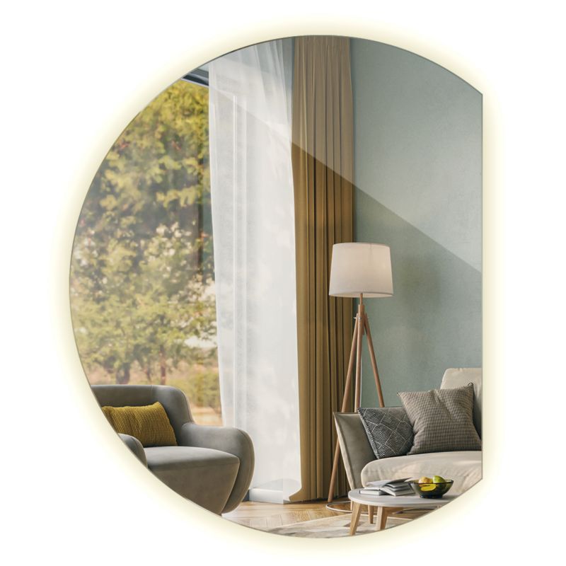 Lustro Okrągłe Ścięte LED Tulup 70x80 cm Neutralne Do Makijażu 1 szt.