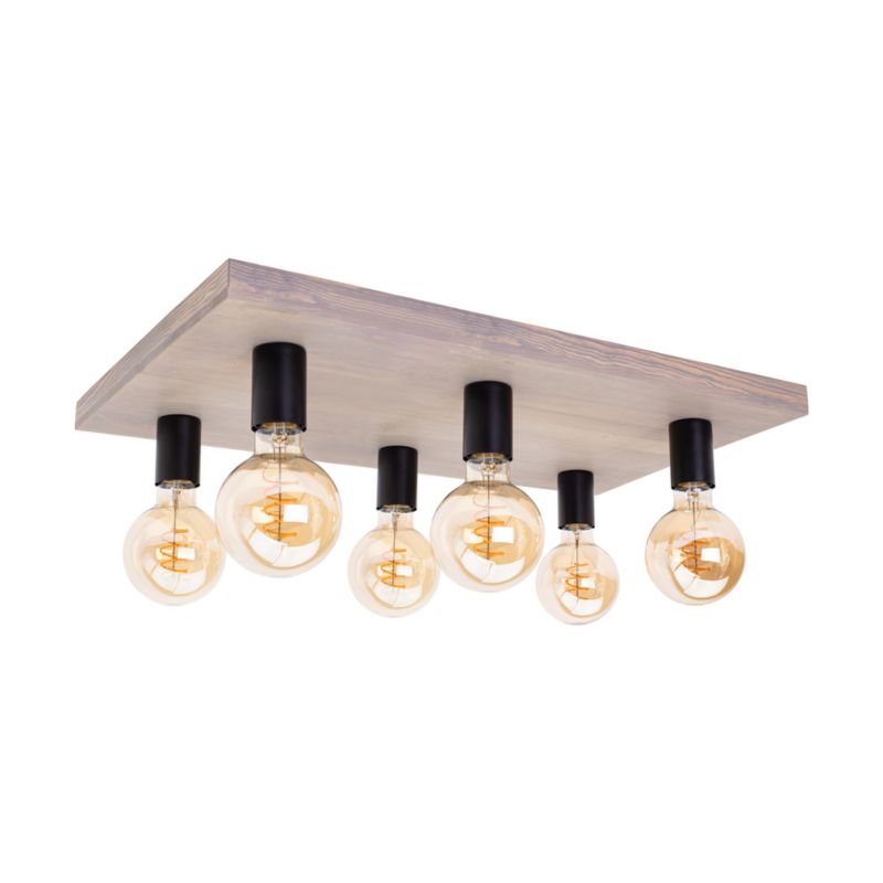 Drewniana Lampa Sufitowa SPOT Light 6xE27 Max.60W Sosna Bejcowana Szara FSC, Polski Producent, 1 szt.