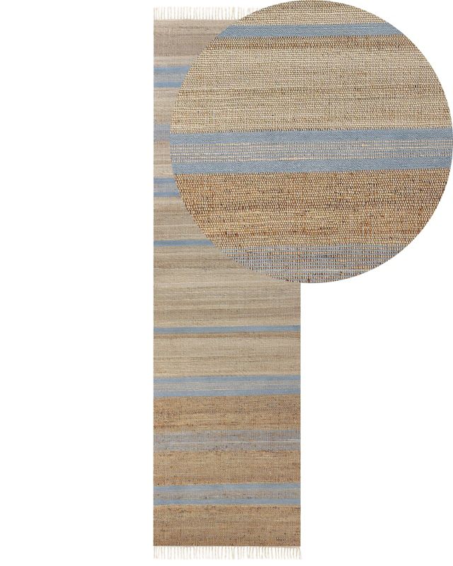 Dywan z juty 80 x 300 cm beżowo-niebieski Talpur 1 szt.
