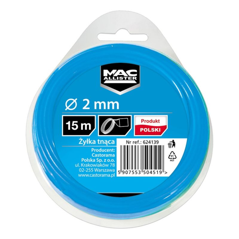 Żyłka tnąca MacAllister 2,0 mm x 15 m kwadratowa