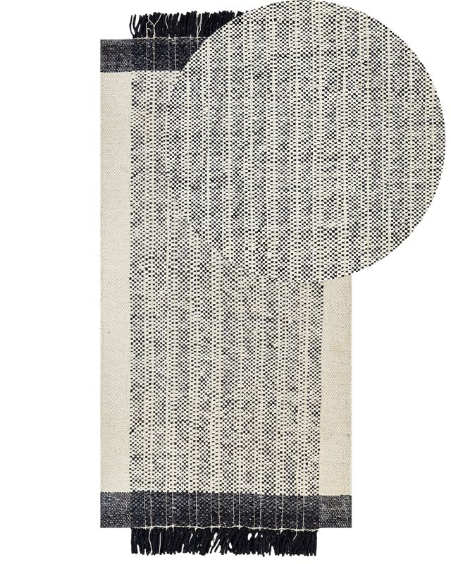 Dywan wełniany 80 x 150 cm biało-czarny Ketenli 1 szt.