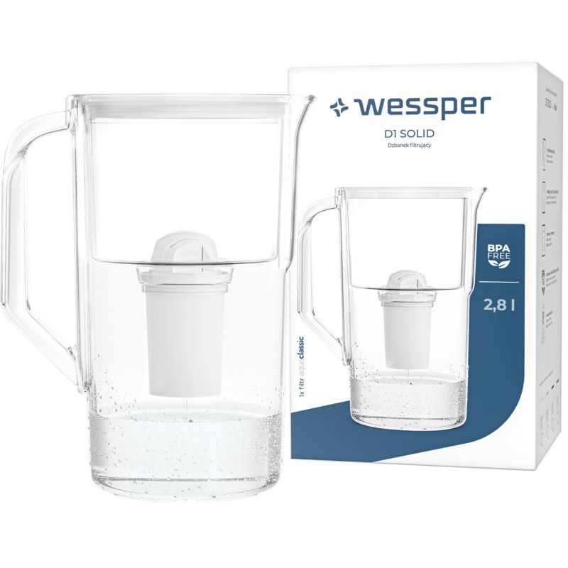 Dzbanek filtrujacy wodę, Wessper, 2.8L, biały + filtr wody Wessper Aquaclassic, 1szt