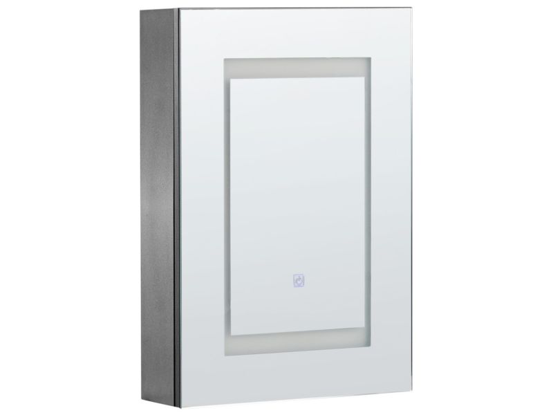 Szafka łazienkowa wisząca z lustrem LED 40 x 60 cm czarna Malaspina 1 szt.
