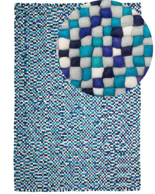 Dywan z filcowych kulek 160 x 230 cm wielokolorowy niebieski Amdo 1 szt.