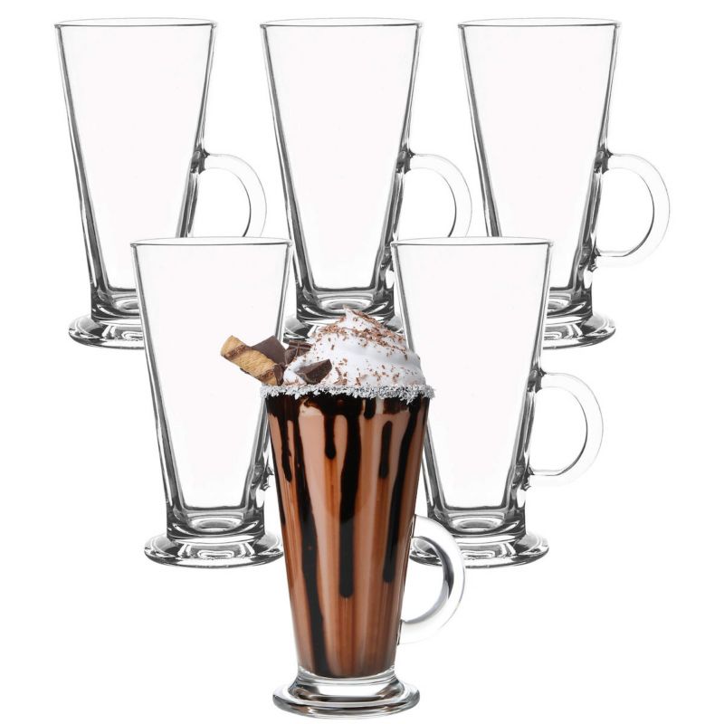 Filiżanki do kawy latte, deserów Springos 280 ml szklanki z uchem 6 szt.