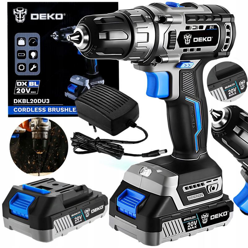Wiertarko-wkrętarka DEKO bezszczotkowa 42Nm 1.5Ah 20V 1 kpl.