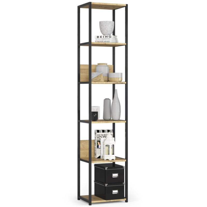 Regał loft Akord metalowy Czarny 40 cm Noire - Chêne Artisan kolor Dąb Artisan mat 6 półek 40x32x192 cm 1 szt.