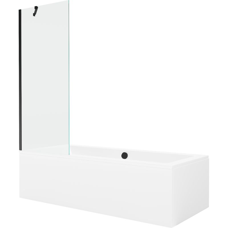 Wanna prostokątna Mexen Cube 180 x 80 cm z obudową i parawanem 1-skrzydłowym 70 cm transparent czarny 550518080X9507000070 1 szt.
