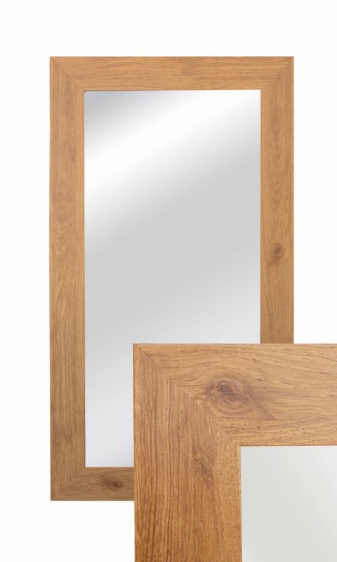 Lustro wiszące w ozdobnej ramie BD art 50x90 cm kolor dąb do salonu pokoju sypialni 1 szt.