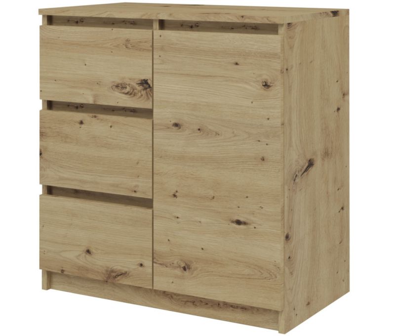 Komoda Topeshop 1D3S Szafka 1 Drzwi 3 Szuflady Dąb Artisan 40x80x75 cm 1 szt.