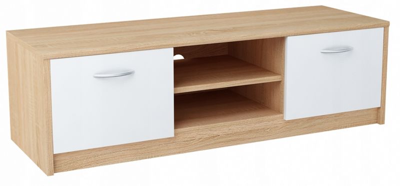 Szafka rtv Matkam stolik 120 cm 2DC Rob biały-sonoma 1 szt.