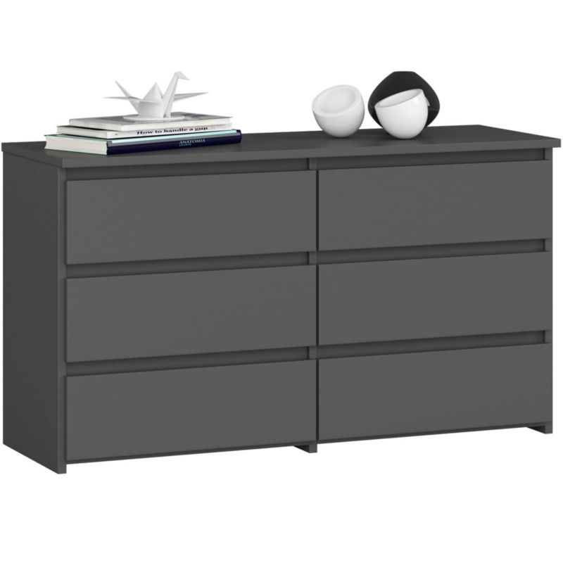 Komoda Akord CL100 Grafit Szary 100 cm 6 szuflad kolor Grafit Szary mat 100x35x57 cm 1 szt.
