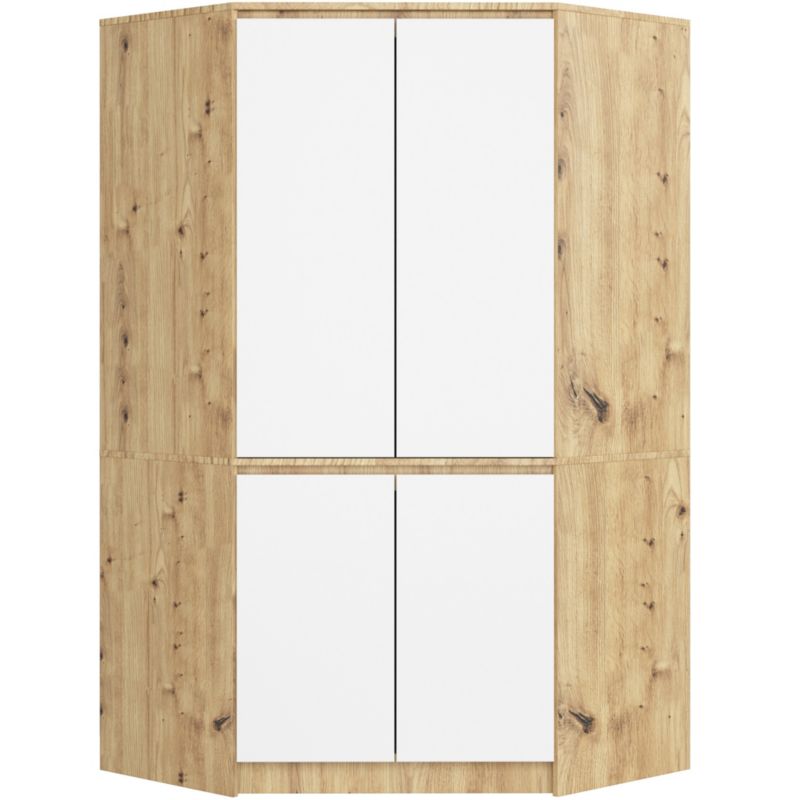 Szafa narożna Akord S100 Dąb Artisan 100 cm 4 drzwi fronty kolor Biały mat 6 półek 100x50x180 cm 1 szt.