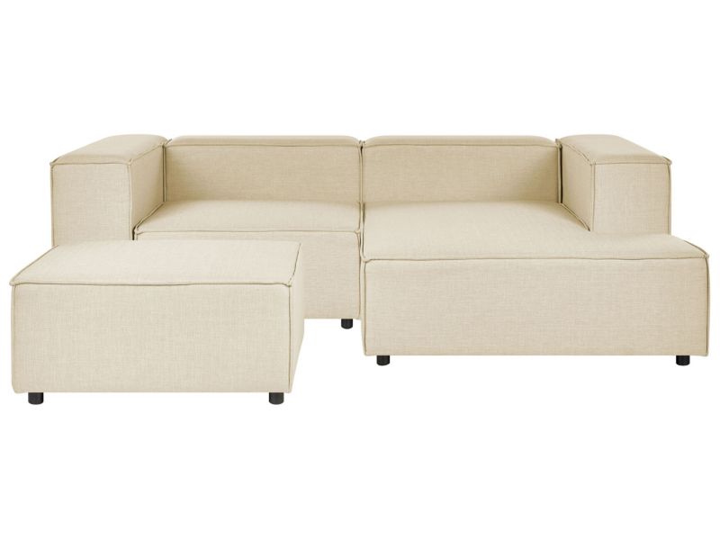 Sofa narożna z otomaną Aprica Beżowy 2-osobowa Lewostronny 1 kpl