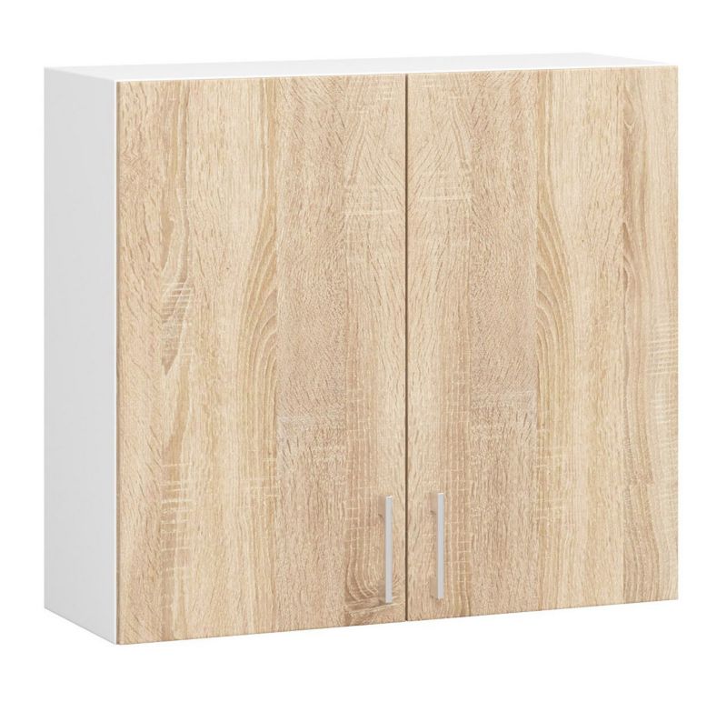 Szafka kuchenna Akord W80 system Lima Biała 80 cm 2 drzwi kolor Dąb Sonoma mat 2 półki 80x30,5x72 cm 1 szt.