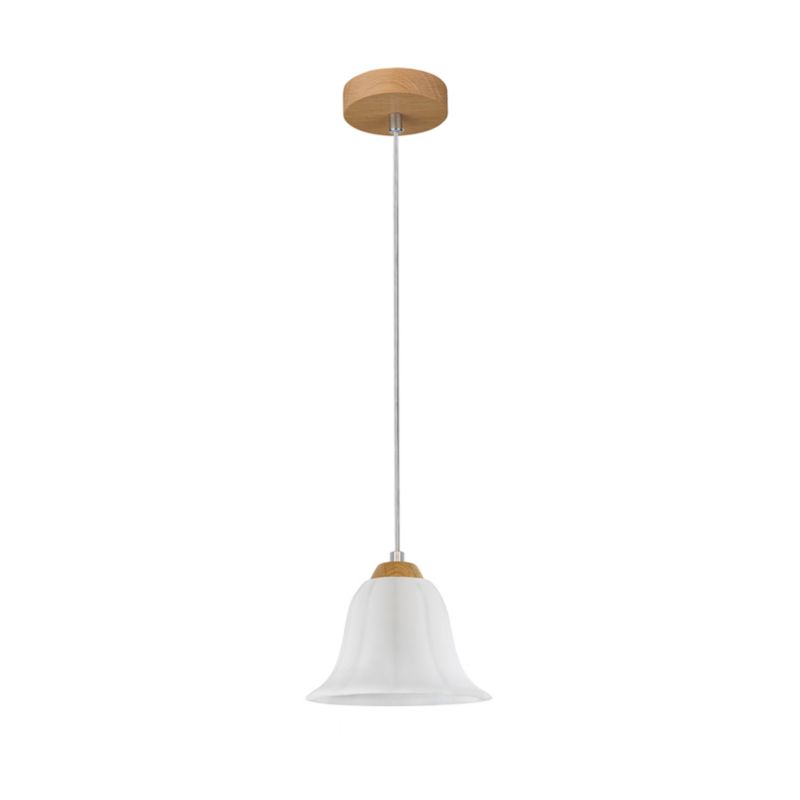 Drewniana Lampa Wisząca SPOT Light 1xE27 Max.60W Dąb Olejowany FSC z Białym Szkłem, Polski Producent, 1 szt.