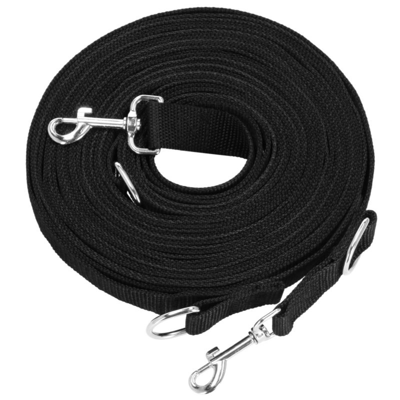 Treningowa smycz Springos taśmowa dla psa 10 m do 15 kg czarna 1 szt.