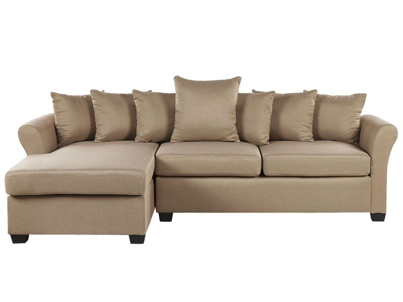 Sofa narożna prawostronna Vikna Beżowy Tkanina Prawostronny 1 szt.