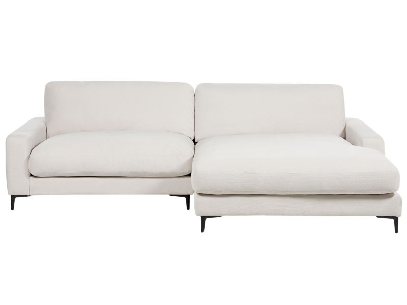 Sofa narożna lewostronna Maloy Złamana biel Tkanina szenilowa Lewostronny 1 szt.