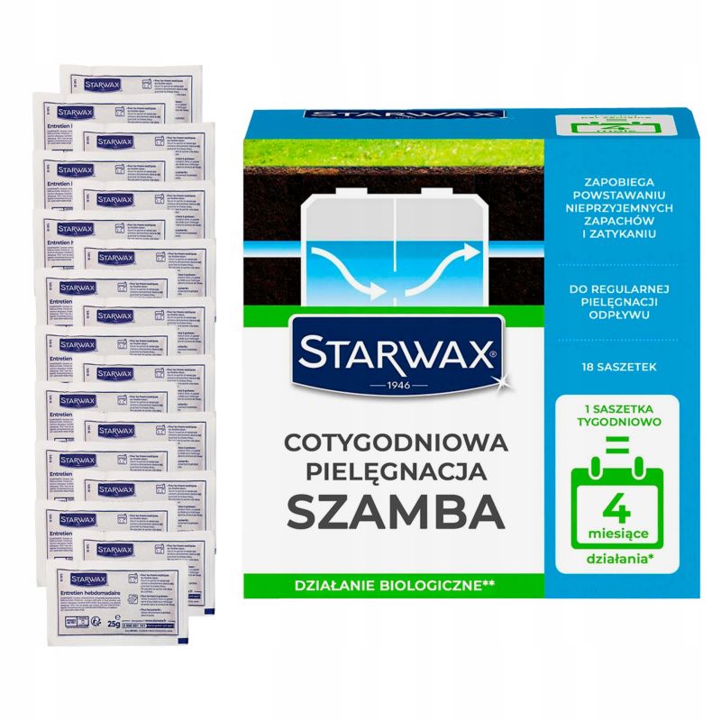 Preparat do Szamb Starwax, Cotygodniowa pielęgnacja, Zapobiega zatkaniu i zapachom 450 g