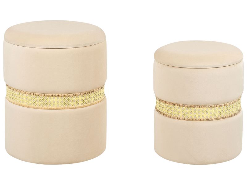 Puf Medford Zestaw 2 Kremowy Welur 30/34 cm 30/34 cm 1 par.