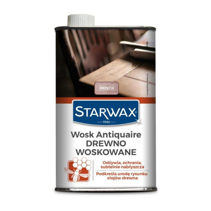 Wosk płynny orzech Starwax, efektowna pielęgnacja i wykończenie drewna 0.5 l