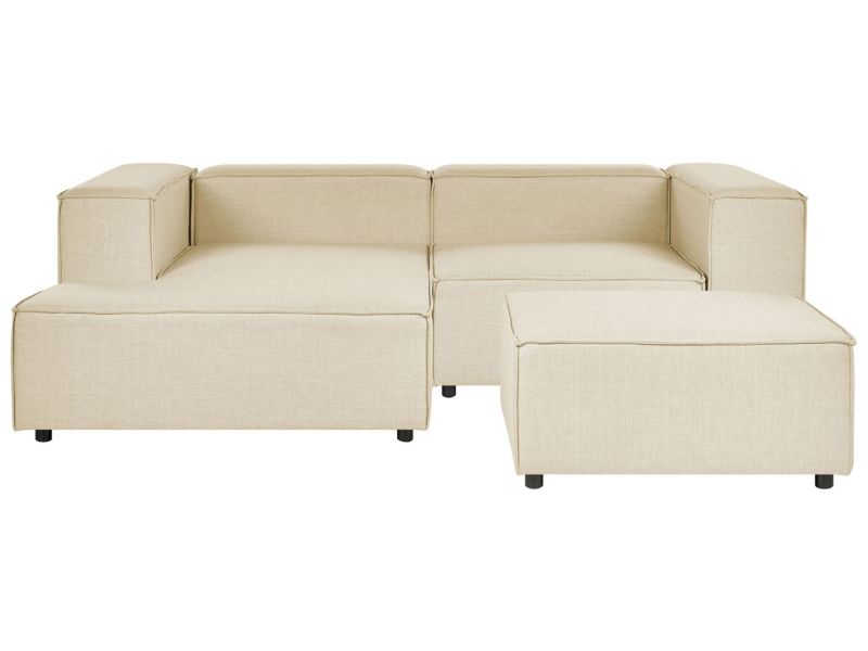 Sofa narożna z otomaną Aprica Beżowy 2-osobowa Prawostronny 1 kpl