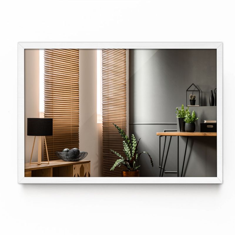 Lustro prostokątne Tulup 60 x 40 minimalistyczne w białej ramie MDF 1 szt.