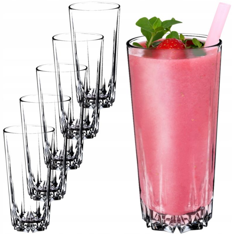 Szklanki KADAX Do Napojów Drinków Wody Szklanka 330ml Wysokie Solidne 6 szt.