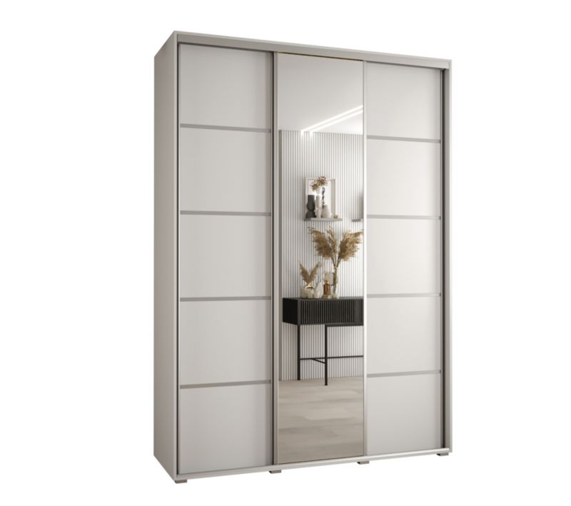Szafa przesuwna Abiks DAVOS 5 wysoka szer.180cm gł.45cm biały/biały/srebrny 1szt.