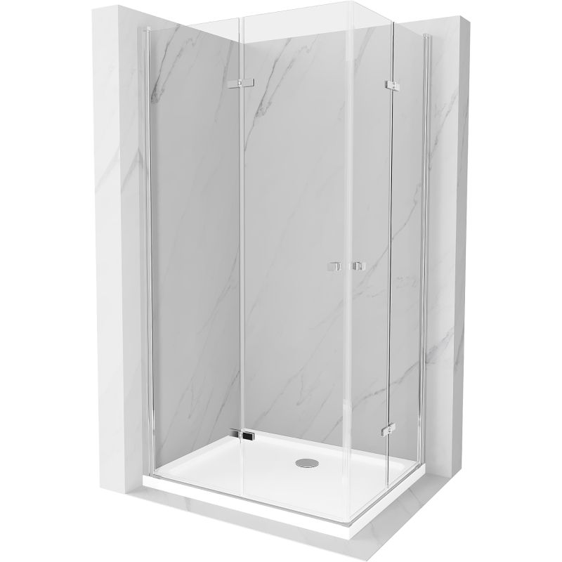 Kabina prysznicowa Mexen Lima Duo składana 90 x 80 cm transparent chrom + brodzik Flat