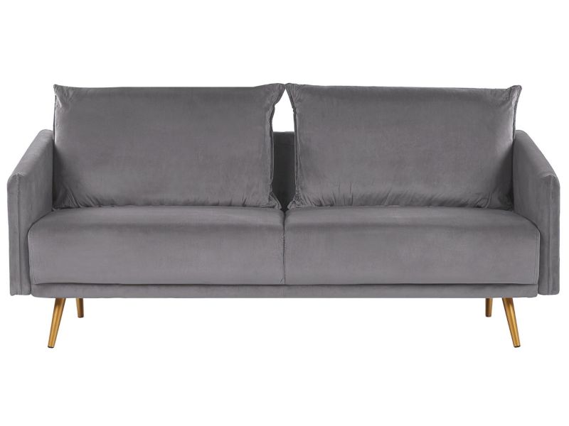 Sofa 3-osobowa welurowa szara Maura 1 szt.