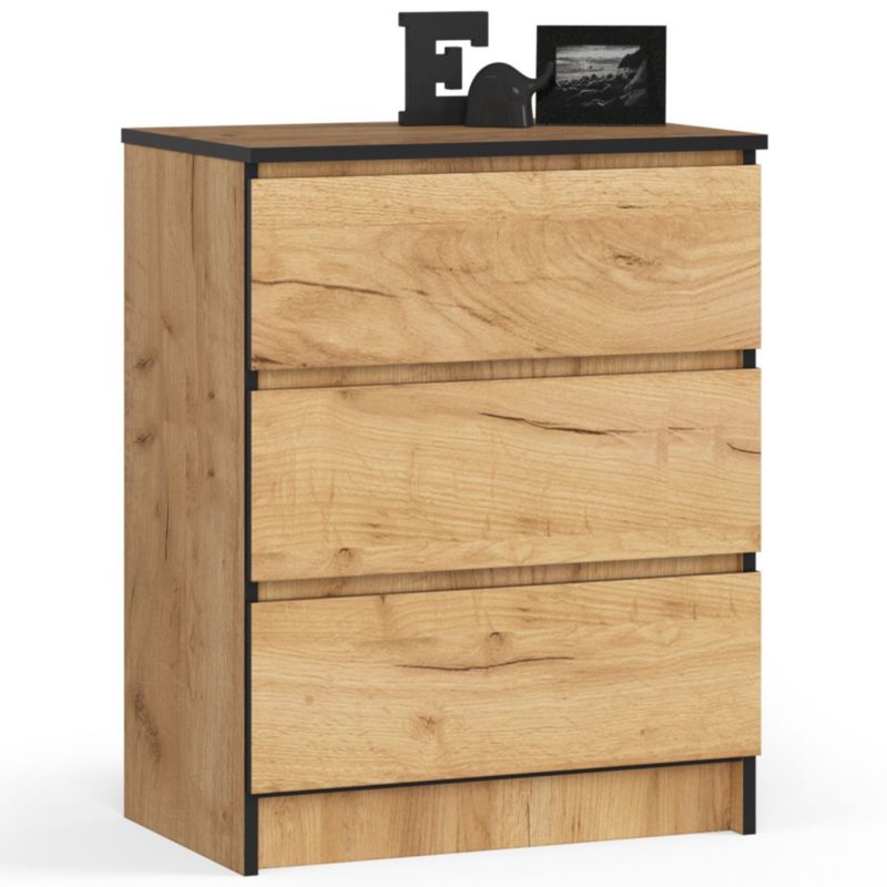 Komoda Akord K60 Dąb Craft 60 cm 3 szuflady kolor Dąb Craft mat 60x40x77 cm 1 szt.