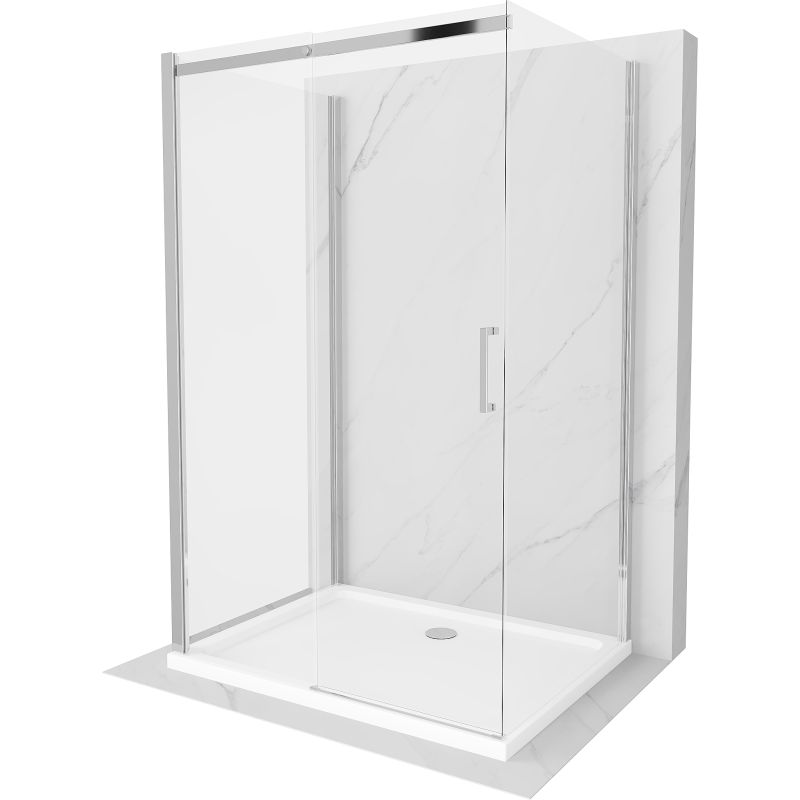 Kabina prysznicowa Mexen Omega 3-ścienna rozsuwana 100 x 80 cm transparent chrom + brodzik Flat825-100-080-01-00-3s-4010 1 szt.
