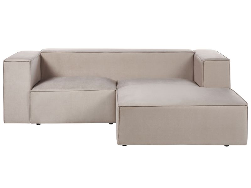 Sofa dwuosobowa Vernon Beżowoszary Welur 2-osobowa Lewostronny 1 szt.