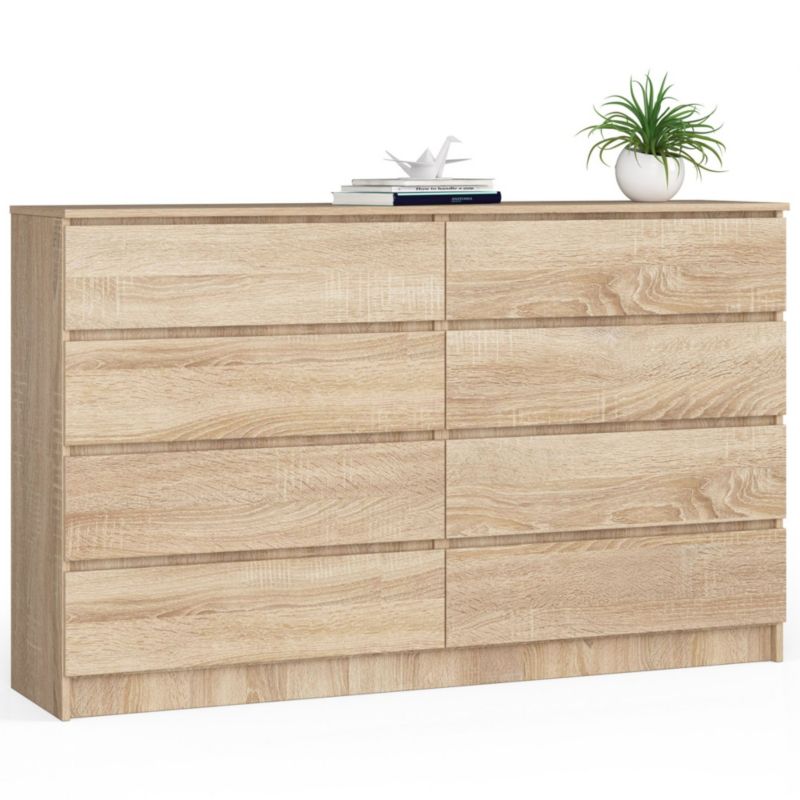Komoda Akord K160 Dąb Sonoma 160 cm 8 szuflad kolor Dąb Sonoma mat 160x40x99 cm 1 szt.