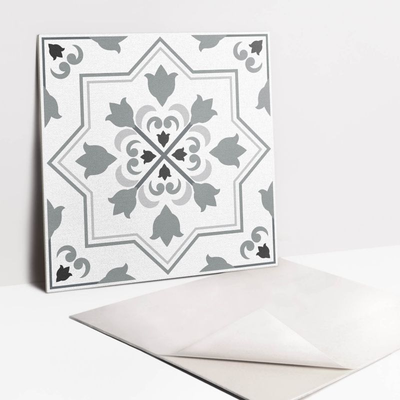 Kafelki samoprzylepne Tulup Szary ornament 30x30 cm 9 szt.