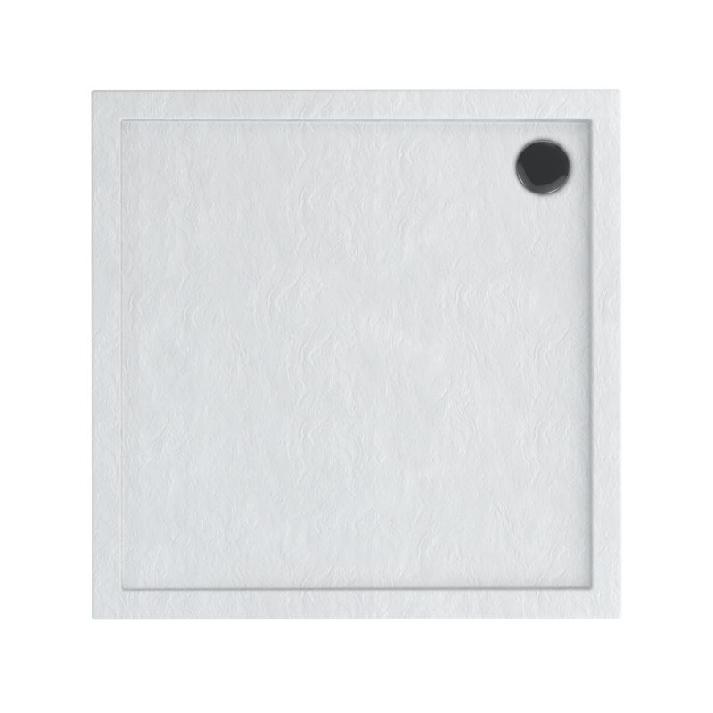 Brodzik akrylowy Schedpol Atla kwadratowy 90 x 90 x 4,5 cm biały struktura kamienia