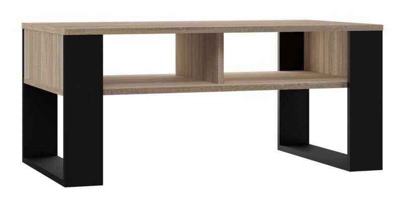 Stolik Kawowy Topeshop Ława Modern 2P Dąb Sonoma Czarny 58x90x50 cm 1 szt.