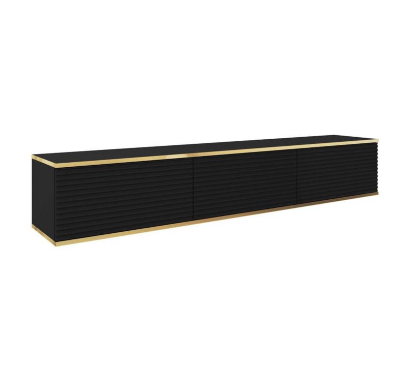 Szafka rtv dwudrzwiowa wisząca Bettso Oro 175 cm lamelowane fronty czarny 1szt.