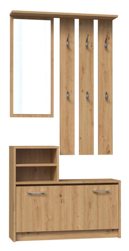 Garderoba Topeshop Vera Wieszak Lustro Szafka na Buty - Dąb Artisan 24x85x180 cm 1 szt.