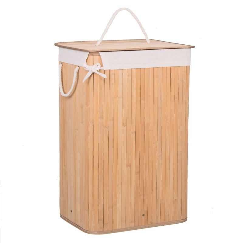 Kosz na pranie Springos 72 L z pokrywą naturalny bambus 1 szt.