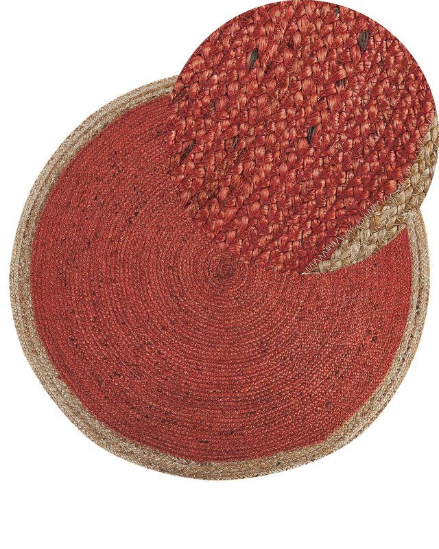 Dywan okrągły z juty 120 cm czerwony Menemen 1 szt.