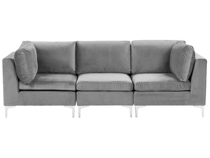 Sofa trzyosobowa Evja Szary Welur Symetryczny 1 szt.